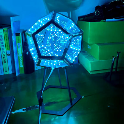 3D Cube Light Creative Cool Infinite Dodecahedron Nightlight Colorful Art Light USB Nightlight Girls Birthday Christmas Gift