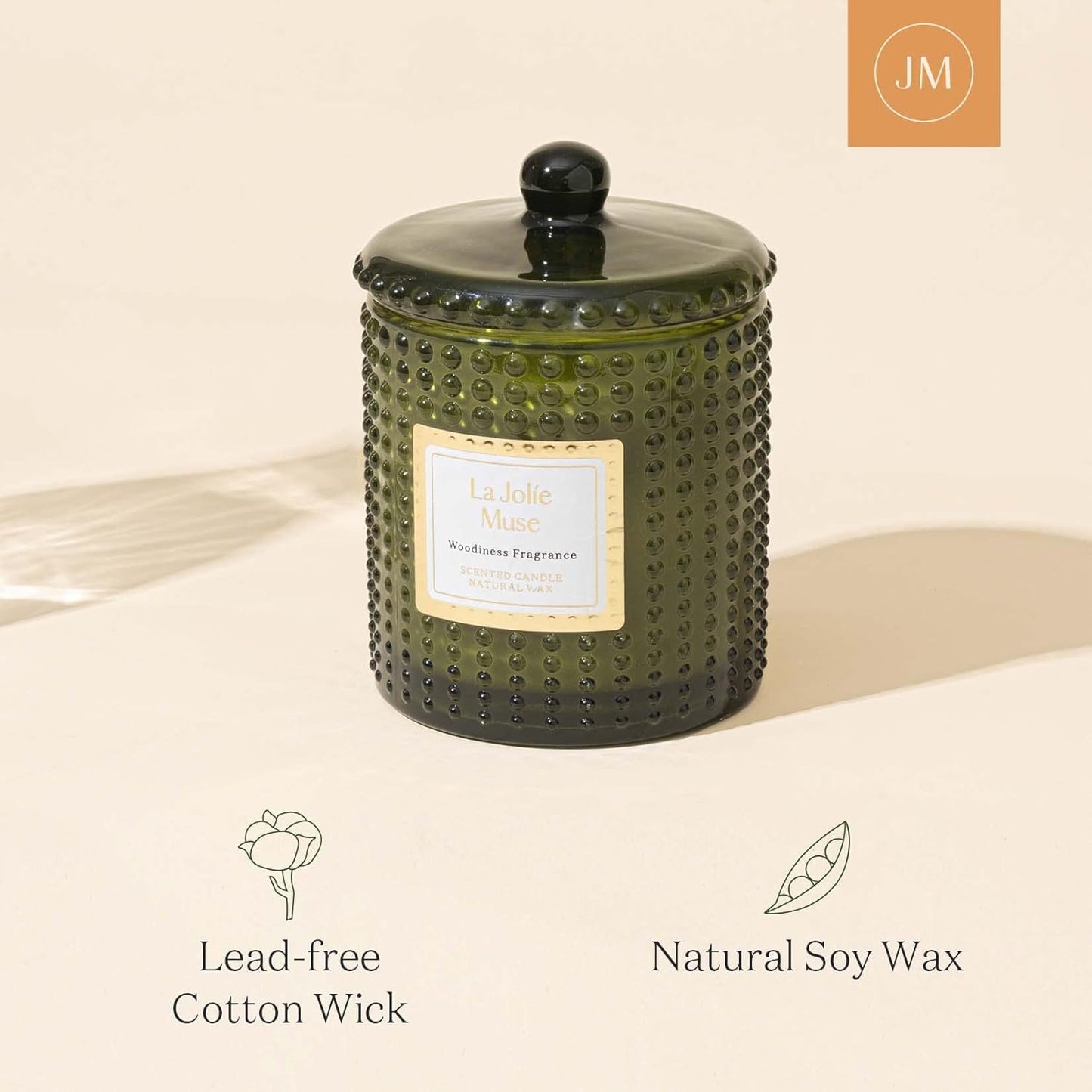 LA JOLIE MUSE Scented Candles, Holiday Candles for Home Scented, Woodiness Fragrance, Natural Soy Wax Candles, 75 Hours Long Burning, 10oz