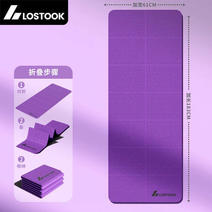 Yoga Mat Thick 4Mm Foldable Gym Mat Extra Large 6'X2' Extra Wide Workout Mat Non Slip TPE Floor Mats for Yoga Pilates, Cardio, Exercise Equipment