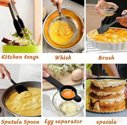 Thickened Heavy-Duty 26Pcs Stainless Steel Bowl, Mixing Bowl Set with Lid, Grater Attachment, Non-Slip Bottom and Kitchen Gadget Set, Sizes 7, 4, 2.5, 2.0, 1.5, 1QT, Ideal for Mixing and Serving
