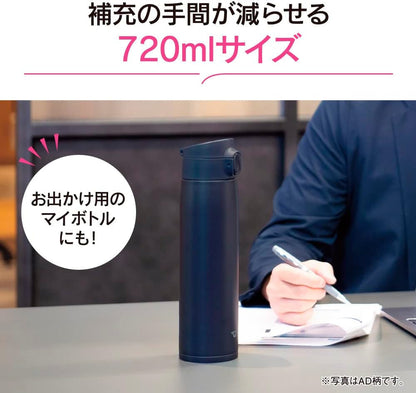 Zojirushi SM-VA72-AM Water Bottle, One-Touch Stainless Steel Mug, Seamless, 24.3 Fl Oz (720 Ml), Mint Blue